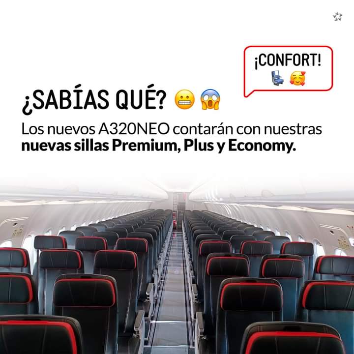 iCONFORT!
a

(SABIAS QUE? & @
Los nuevos A320NEO contaran con nuestras
nuevas sillas Premium, Plus y Economy.