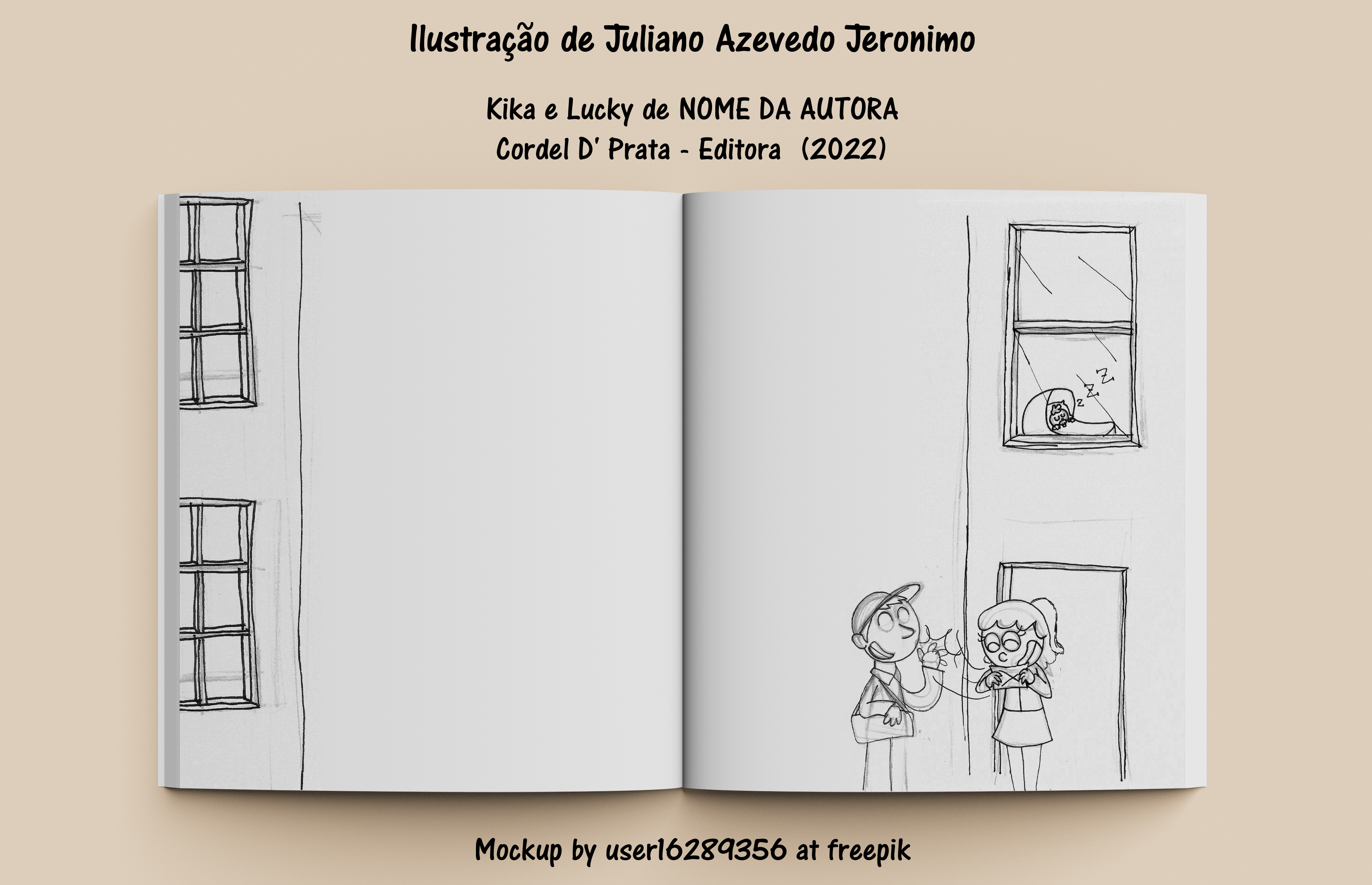 1m
llustragao de Juliano Azevedo Jeronimo
Kika e Lucky de NOME DA AUTORA
Cordel D' Prata - Editora (2022)
Mockup by userl6289356 at freepik