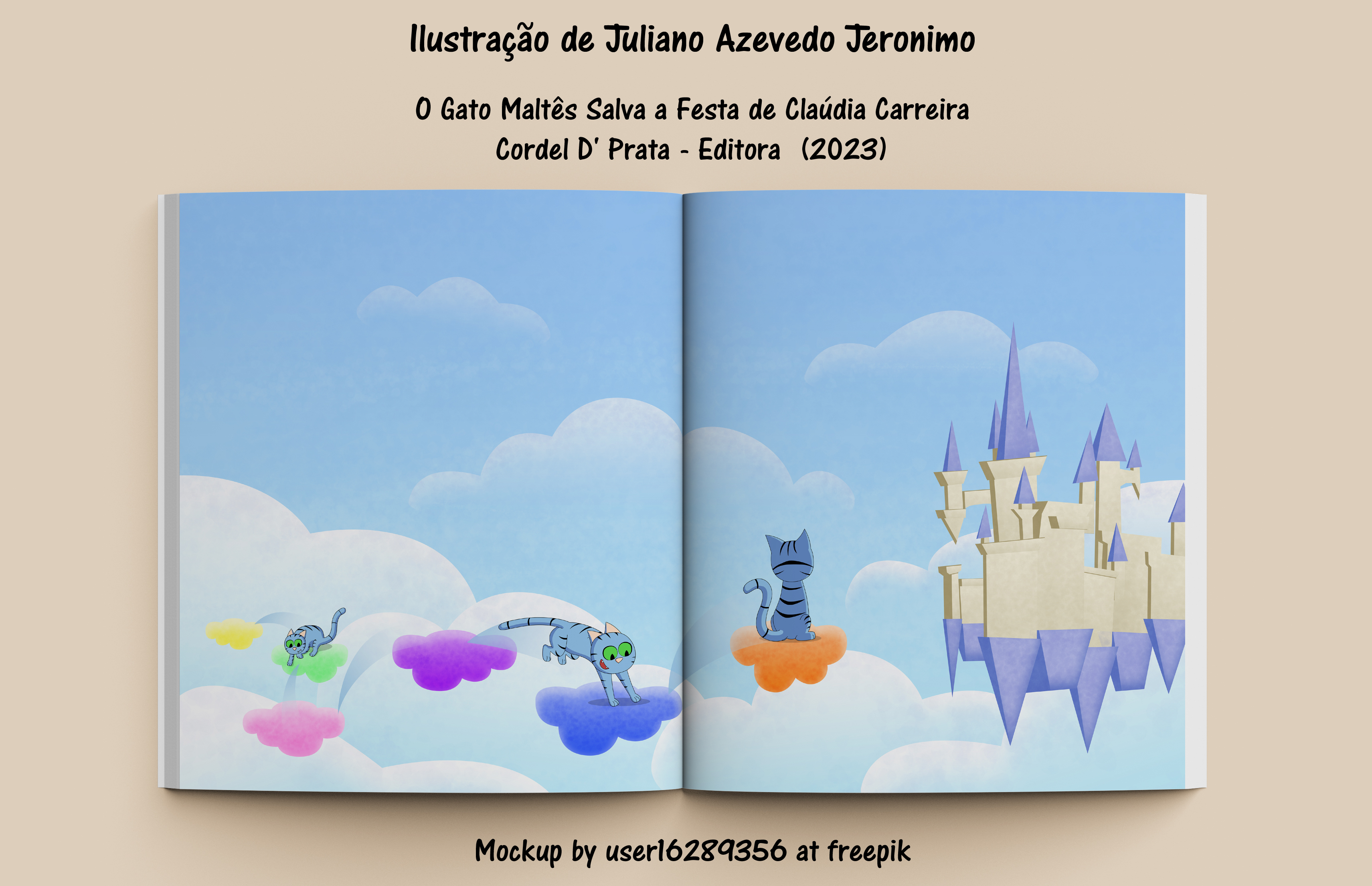 llustragao de Juliano Azevedo Jeronimo

0 Gato Maltes Salva a Festa de Claudia Carreira
Cordel D' Prata - Editora (2023)

Mockup by userl6289356 at freepik