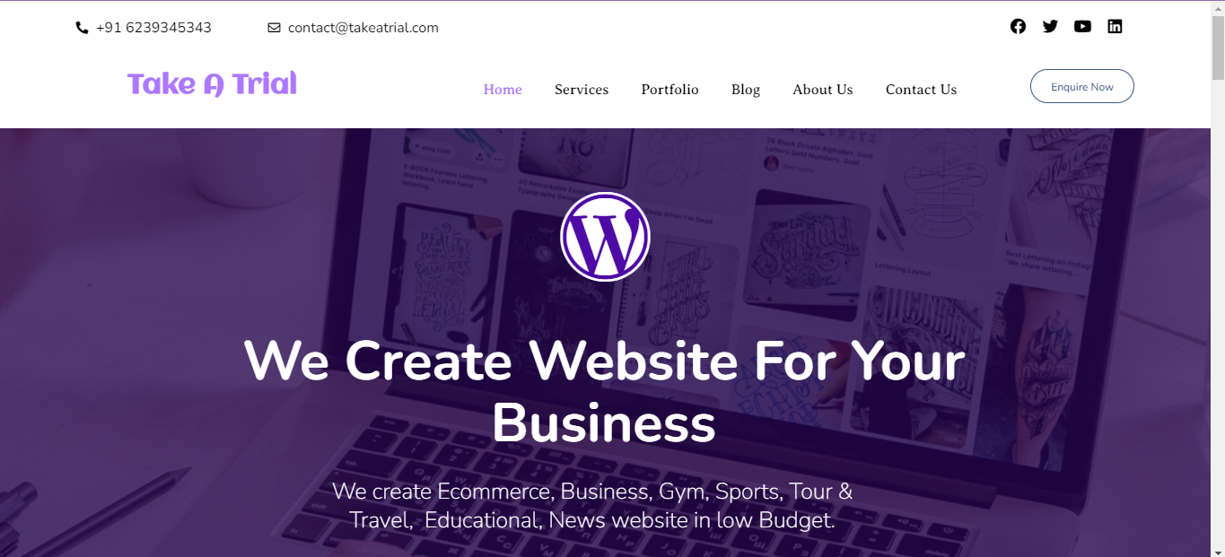 We Create Website For Your
Business

We create Fcommerce, Business, Gym, Sports, Tour &
Travel. Fducational, News website in low Budget