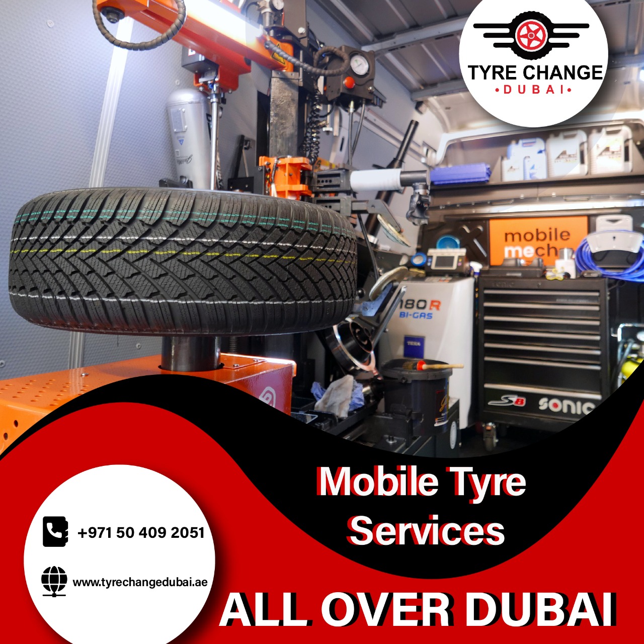 A
Mobile Tyre
+971 50 409 2051 Servi ces

200
EBB \ww.tyrechangedubai.ae

h ALL OVER DUBAI