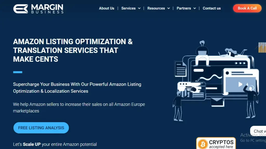 €X MARGIN FOP

AMAZON LISTING OPTIMIZATION &
TRANSLATION SERVICES THAT
MAKE CENTS (7
Supercharge Your Business With Our Powerful Amazon Listing
Optimization & Localization Services

 

    

We help Amazon sellers 10 increase ther sales on all Amazon Lurope v
Tre 1h

FREE LISTING ANALYSIS

Let's Scale UP your entre Amazon potential